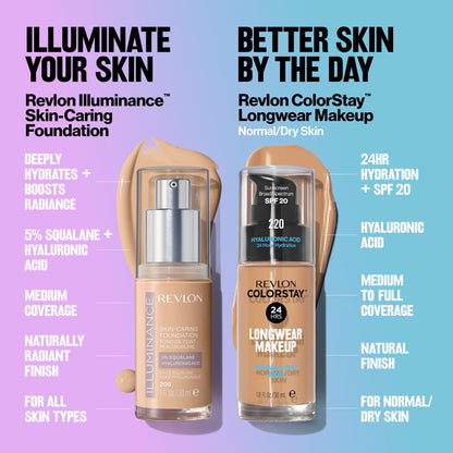 Revlon Illuminance Skin-Caring Liquid Foundation Makeup, Medium Coverage, 613 Honey Java, 1 fl oz