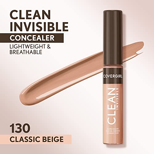 Covergirl Clean Invisible Concealer, Lightweight, Hydrating, Vegan Formula, Classic Beige 130, 0.23oz