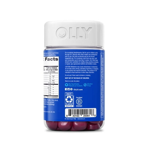 OLLY Kids Sleep Support Gummy Supplement, 0.5mg Melatonin, L Theanine, Raspberry, 70 Ct