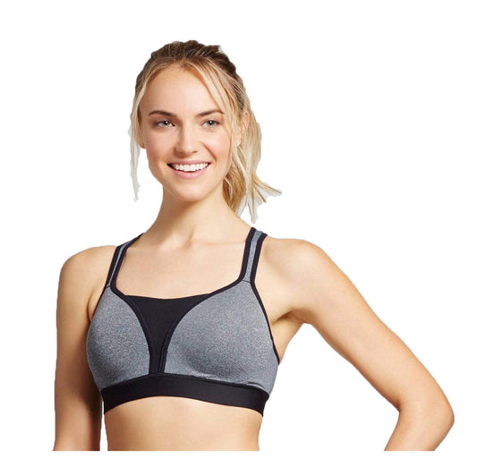 C9 Champion Women Smooth Sports Bra Power Shape Medium Support Duo Dry (X-Small, Ebony Heather Gray)