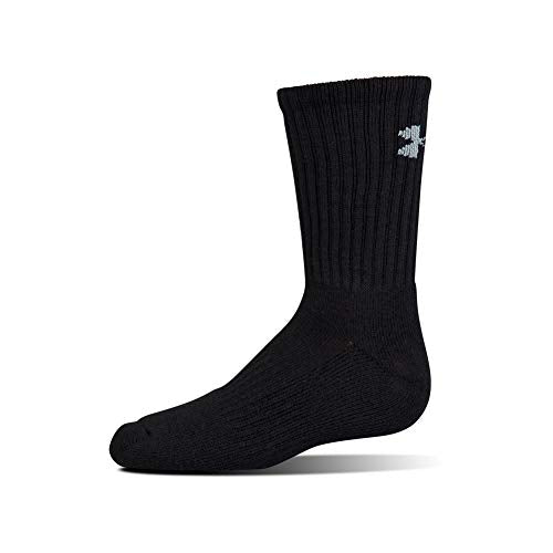 Under Armour Adult Charged Cotton Crew Socks, Multipairs, Black/Gray (6-Pairs), Medium