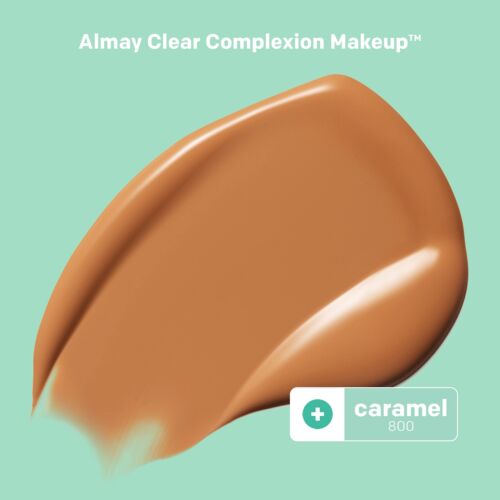 Almay Clear Complexion Foundation Makeup, Hypoallergenic, 800 Caramel, 1 fl oz