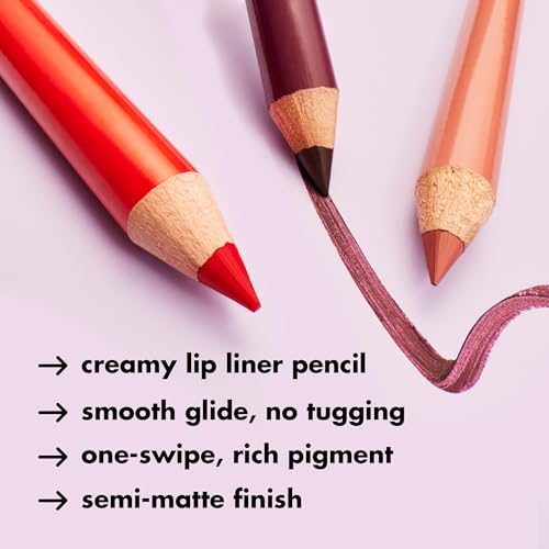 4 Pack e.l.f. Cream Glide Lip Liner, Highly-Pigmented Pencil For Shaping & Sculpting Lips, Semi-Matte Finish, Vegan & Cruelty-Free, Mauve Aside