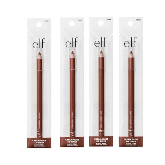 4 Pack e.l.f. Cream Glide Lip Liner, Highly-Pigmented Pencil For Shaping & Sculpting Lips, Semi-Matte Finish, Vegan & Cruelty-Free, Mauve Aside