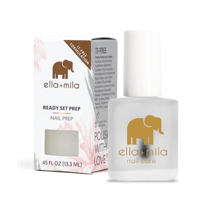 ella+mila Professional Nail Dehydrator and Primer - 1-Step Nail Prep for Gel Polish, Acrylic & Press On - 17-Free Acid Free Fingernail Primer and Dehydrator - Extends Manicure Life (0.45 fl oz)