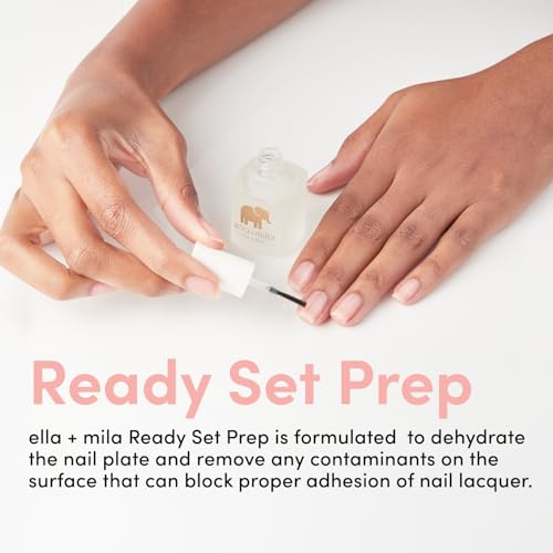 ella+mila Professional Nail Dehydrator and Primer - 1-Step Nail Prep for Gel Polish, Acrylic & Press On - 17-Free Acid Free Fingernail Primer and Dehydrator - Extends Manicure Life (0.45 fl oz)