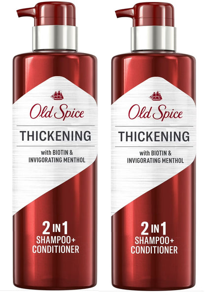 Old Spice Thickening 2 in 1 Biotin Shampoo & Conditioner, 17.9 Oz (2PK)