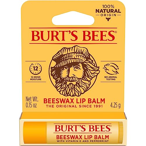 Burt's Bees Beeswax Lip Balm, Lip Moisturizer With Responsibly Sourced Beeswax, Tint-Free, Natural Conditioning Lip Treatment, 1 Tube, 0.15 oz.