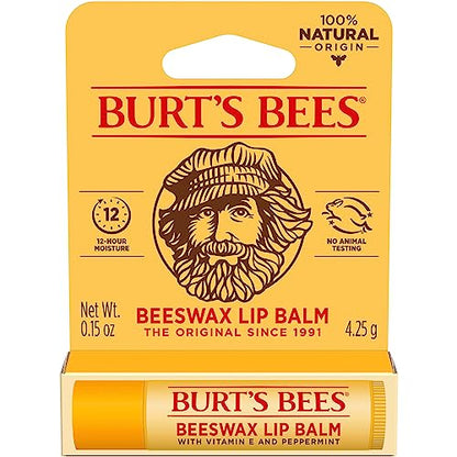 Burt's Bees Beeswax Lip Balm, Lip Moisturizer With Responsibly Sourced Beeswax, Tint-Free, Natural Conditioning Lip Treatment, 1 Tube, 0.15 oz.