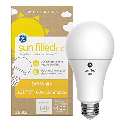 GE Sun Filled LED Light Bulb, 60 Watt, Soft White, A21 (5 Pack)