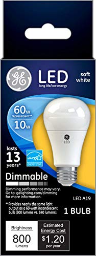 GE A19 E26 (Medium) LED Bulb Soft White 60 Watt Equivalence 2 Pack