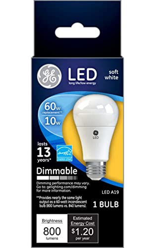 GE A19 E26 (Medium) LED Bulb Soft White 60 Watt Equivalence 2 Pack