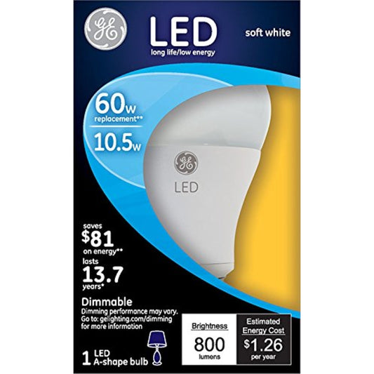 GE Lighting 14203 Energy-Smart LED 11-watt, 800-Lumen A19 Bulb with Medium Base, Soft White, 1-Pack