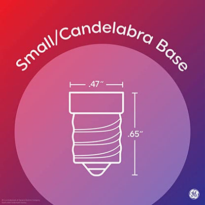 GE LED Globe Light Bulbs, 4 Watts (40 Watt Equivalent) Soft White, Frosted Finish, Candelabra Base, Dimmable (2 Pack)