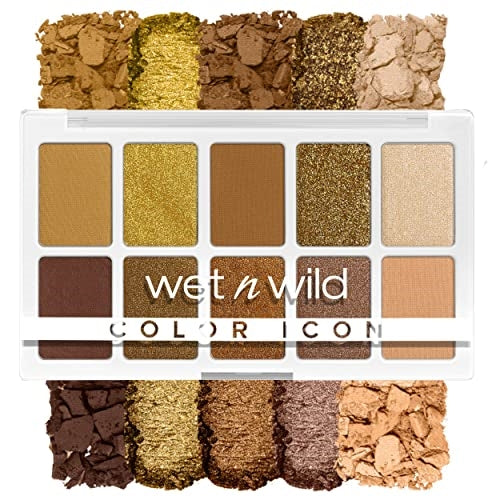 wet n wild Color Icon 10-Pan Eyeshadow Makeup Palette, Yellow Call Me Sunshine, Long Lasting, Shimmer, Metallic, Glittery, Matte, Rich Smooth Pigment, Cruelty Free