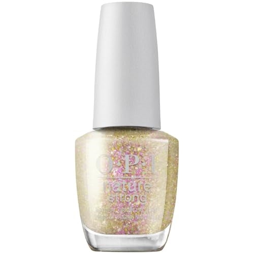 OPI Nature Strong Mind-full of Glitter | Sheer Dark Gold Glitter Natural Origin Nail Polish | Plant Based, Vegan, Cruelty Free