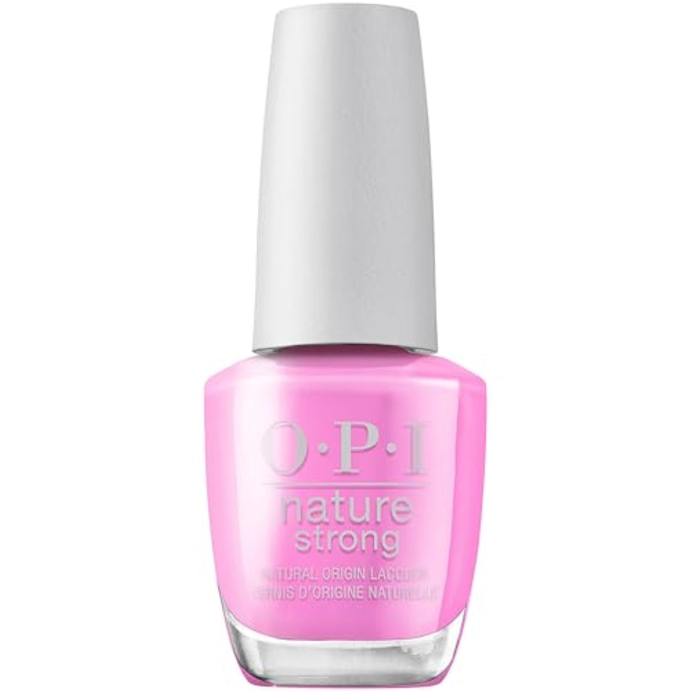 OPI Nature Strong Emflowered | Opaque Bright Pink Crème Natural Origin Nail Polish | Plant Based, Vegan, Cruelty Free