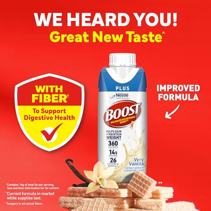 BOOST Plus Ready to Drink Balanced Nutritional Drink, Very Vanilla, 8 FL OZ (Pack of 6)