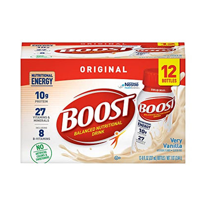 BOOST Original Balanced Nutritional Drink, Very Vanilla, 8 Ounce Bottle (Pack of 12)