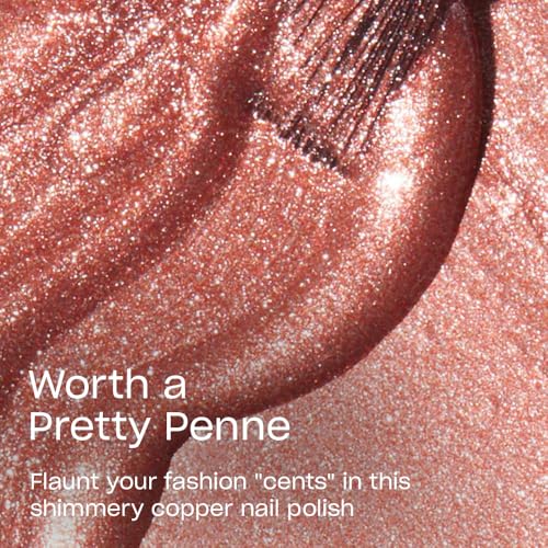 OPI Nail Lacquer Worth a Pretty Penne | Opaque Soft Brown Shimmer Chip Resistant Nail Polish | Vegan, Fast Drying, Streak Free