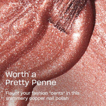 OPI Nail Lacquer Worth a Pretty Penne | Opaque Soft Brown Shimmer Chip Resistant Nail Polish | Vegan, Fast Drying, Streak Free