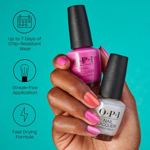 OPI Nail Lacquer Worth a Pretty Penne | Opaque Soft Brown Shimmer Chip Resistant Nail Polish | Vegan, Fast Drying, Streak Free