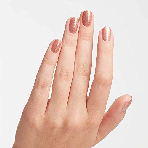 OPI Nail Lacquer Worth a Pretty Penne | Opaque Soft Brown Shimmer Chip Resistant Nail Polish | Vegan, Fast Drying, Streak Free