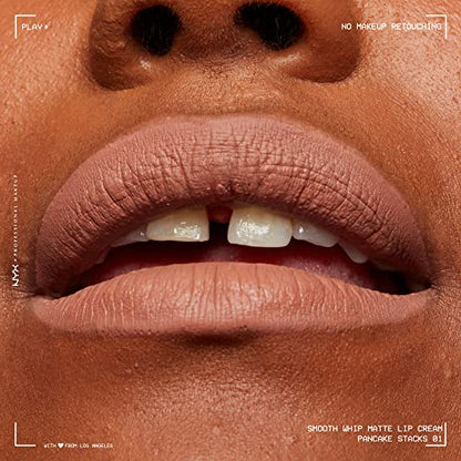 NYX PROFESSIONAL MAKEUP Smooth Whip Matte Lip Cream, Long Lasting, Moisturizing, Vegan Liquid Lipstick - Pancake Stacks (Cool Beige Nude)