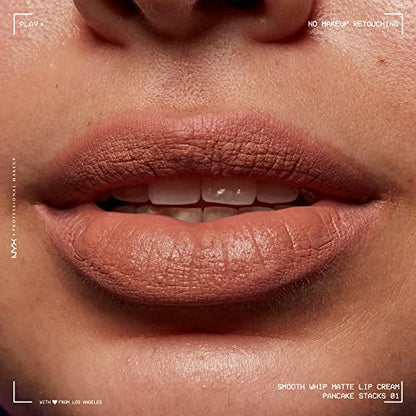 NYX PROFESSIONAL MAKEUP Smooth Whip Matte Lip Cream, Long Lasting, Moisturizing, Vegan Liquid Lipstick - Pancake Stacks (Cool Beige Nude)
