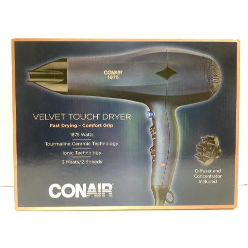 Conair Velvet Touch Dryer, 1875 Watts, w/Diffuser & Concentrator