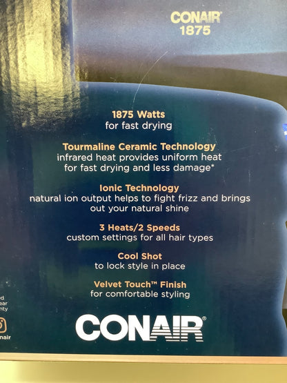 Conair Velvet Touch Dryer, 1875 Watts, w/Diffuser & Concentrator