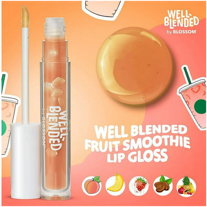 Blossom Lip Gloss Well Blended Fruit Flavored Smoothie Inspired Moisturizing Lip Care, Hydrating Lip Gloss with Wand Applicator, 0.10oz, Coffee Craze