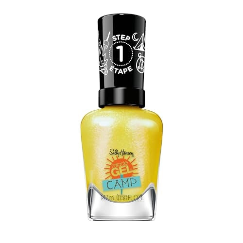 Sally Hansen Miracle Gel Salon Quality Nail Polish | Gel-Like Formula, Two-Step System, No UV Light Needed, Long Lasting | Opaque, Shimmery | 898 Catching Fireflies | Bright Yellow Nail Color