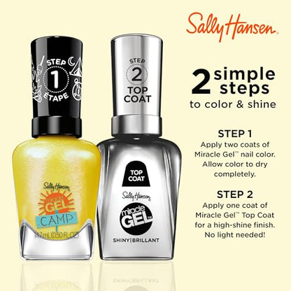 Sally Hansen Miracle Gel Salon Quality Nail Polish | Gel-Like Formula, Two-Step System, No UV Light Needed, Long Lasting | Opaque, Shimmery | 898 Catching Fireflies | Bright Yellow Nail Color
