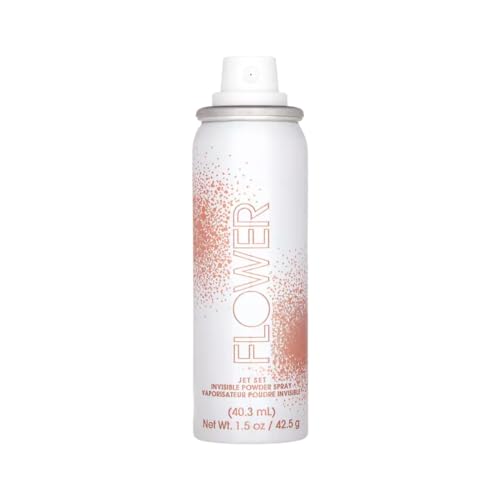 FLOWER Beauty By Drew Barrymore Jet Set Invisible Setting Powder Spray - Translucent + Matte Finish - Absorps Oil + Controls Shine - Universal Shade - Long-Lasting Makeup All Day - Gluten-Free + Vegan