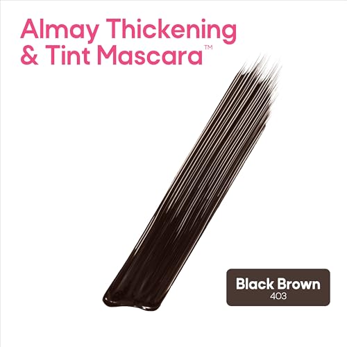 Almay Thickening & Tint Mascara, Instant Soft Full Volume, Conditions & Darkens Natural Lashes Over Time, No Flaking or Clumping, 403 Black Brown, 0.28 fl oz