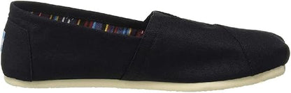 TOMS Women's Espadrille Loafer Flat, Black White, 8.5