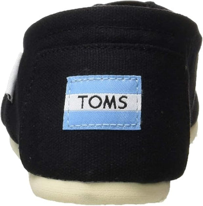 TOMS Women's Espadrille Loafer Flat, Black White, 8.5