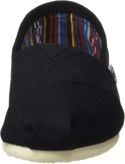 TOMS Women's Espadrille Loafer Flat, Black White, 8.5