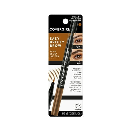 COVERGIRL Easy Breezy Brow All-Day Brow Ink Pen, Soft Blonde, Natural, Pack of 1, Eyebrows, Eyebrow Pencil, Brow Pencil, Matte, Eyebrow Enhancer, Super-Fine Tip, Smudge Proof, Longlasting