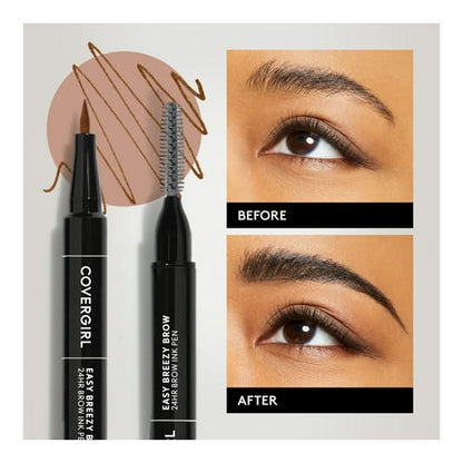 COVERGIRL Easy Breezy Brow All-Day Brow Ink Pen, Soft Blonde, Natural, Pack of 1, Eyebrows, Eyebrow Pencil, Brow Pencil, Matte, Eyebrow Enhancer, Super-Fine Tip, Smudge Proof, Longlasting