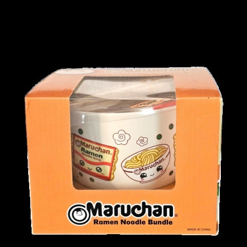 Mad Engine Ramen Bowl Maruchan Kawaii Noodles Microwave Dishwasher Safe Ceramic Bowl w/Reusable Bamboo Chopsticks (Kawaii Noodles)