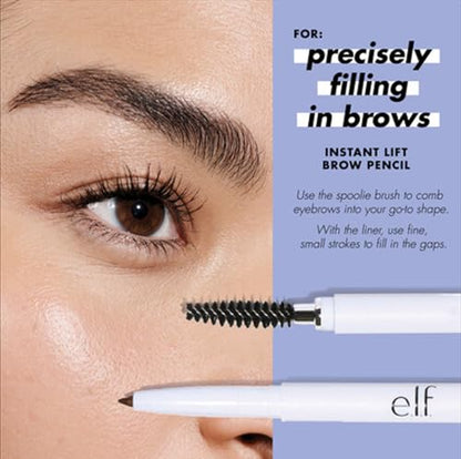 e.l.f. Instant Lift Brow Pencil, Dual-Sided, Precise, Fine Tip, Shapes, Defines, Fills Brows, Contours, Combs, Tames, Taupe, 0.006 Oz (Pack of 2)