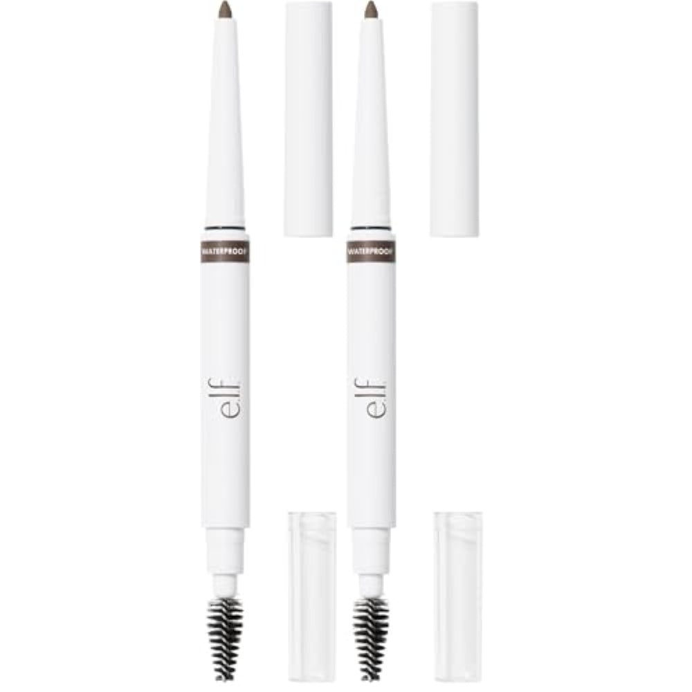 e.l.f. Instant Lift Waterproof Brow Pencil, Long-Lasting Eyebrow Pencil For Grooming & Shaping Brows, Vegan & Cruelty-free, Deep Brown (Pack of 2)