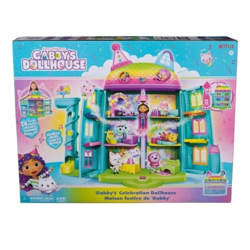 Gabby's Dollhouse, 15 Pc Celebration Dollhouse, 25-Inches Tall, with Toy Figures, Doll House Furniture & 10 Sounds, Kids Toys for Girls & Boys Ages 3+