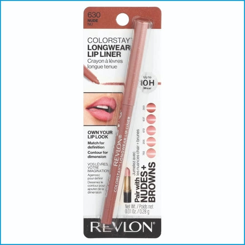 Revlon Colorstay Lip Liner Makeup with Built-in-Sharpener, Longwear Rich Colors, Smooth Application, 630 Nude, 0.01 oz