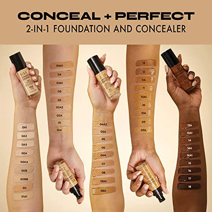 Milani Conceal + Perfect 2-in-1 Foundation + Concealer for a Flawless Complexion, Under Eye Corrector, Cover Redness and Imperfections, Waterproof and Sweatproof - Natural Beige