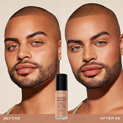 Milani Conceal + Perfect 2-in-1 Foundation + Concealer for a Flawless Complexion, Under Eye Corrector, Cover Redness and Imperfections, Waterproof and Sweatproof - Light Tan