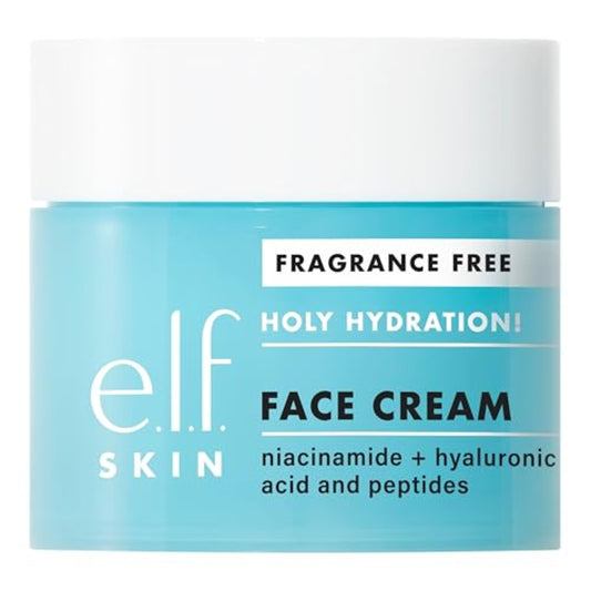 e.l.f. SKIN Holy Hydration! Face Cream, Fragrance Free, Smooth, Non-Greasy, Lightweight, Nourishing, Moisturises, Softens, Absorbs Quickly, Suitable For All Skin Types