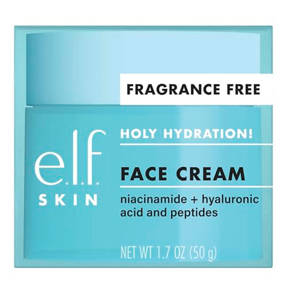 e.l.f. SKIN Holy Hydration! Face Cream, Fragrance Free, Smooth, Non-Greasy, Lightweight, Nourishing, Moisturises, Softens, Absorbs Quickly, Suitable For All Skin Types